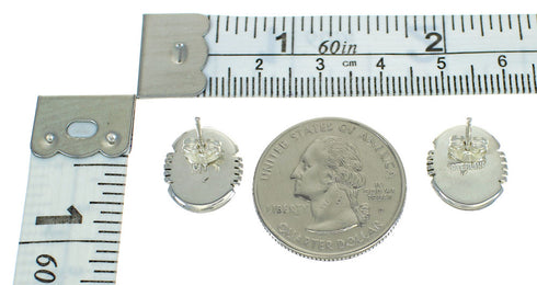 Silver Multicolor Inlay Native American Pueblo Design Post Earrings AX81258